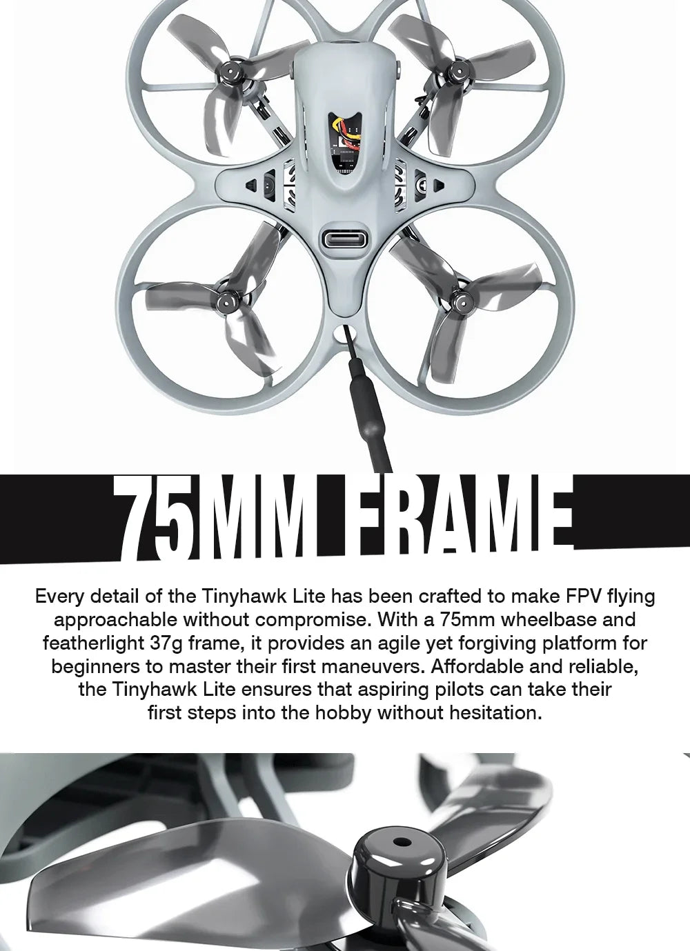 Emax USA Official Tinyhawk Lite BNF RTF FPV Racing Drone 75mm 0806 Motor Nano 3 Camera 25mW/100mW/400mW RC Quadcopter 2.4G ELRS