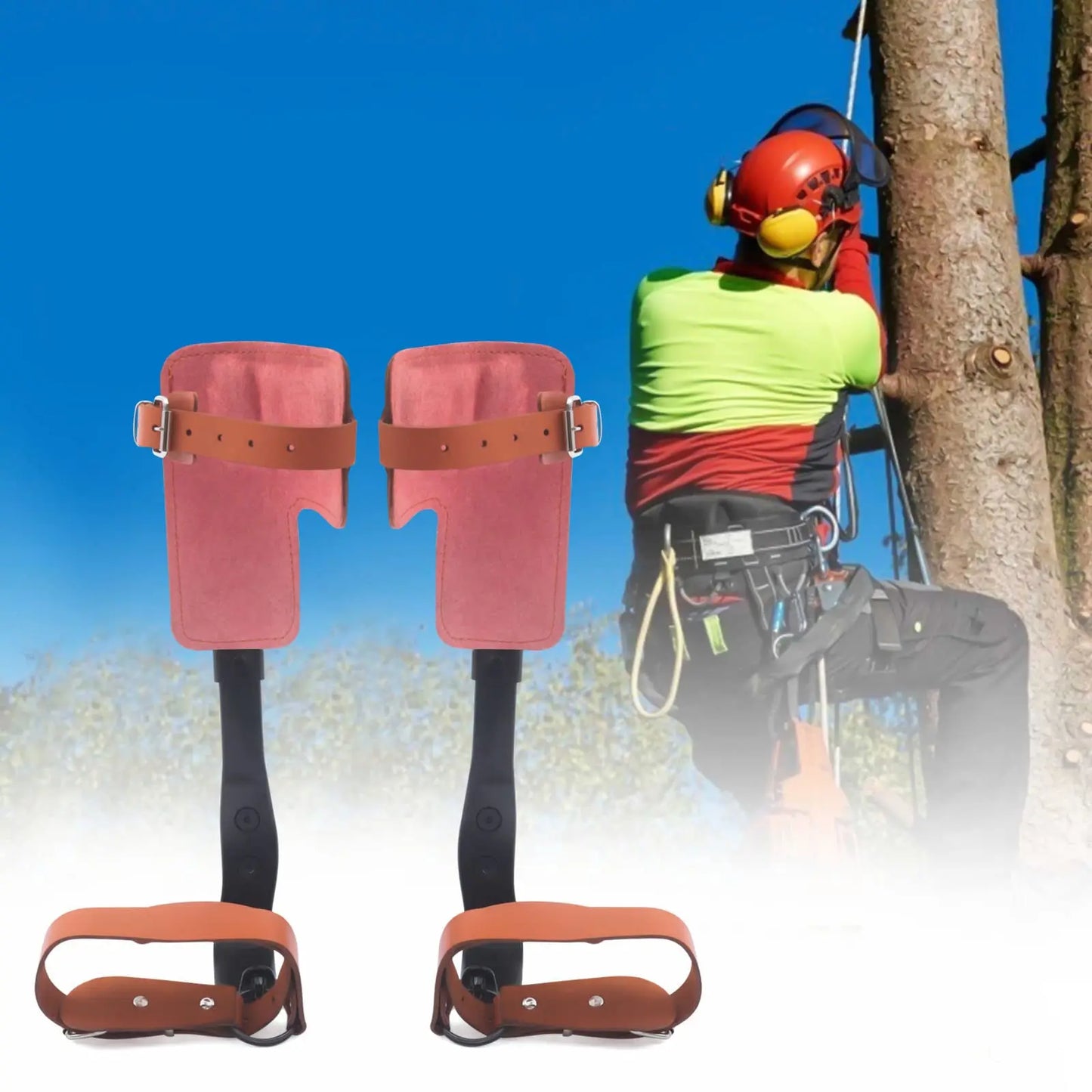 Tree Climbing Spike Set， Pole Climbing Spurs Steel， Adjustable Climber Gaffs Spikes Set Height Adjustable ,Tree Climbing Gear