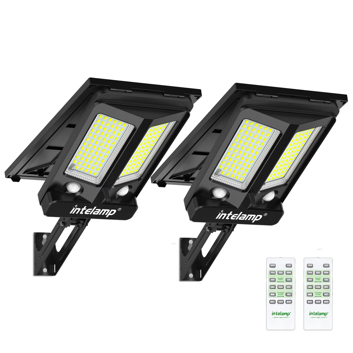 Intelamp 12500mAh Long Battery Life Outdoor Solar Street Flood Security Light With Super Large Solar Panel For Garden Yard Path