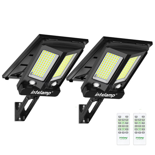 Intelamp 12500mAh Long Battery Life Outdoor Solar Street Flood Security Light With Super Large Solar Panel For Garden Yard Path