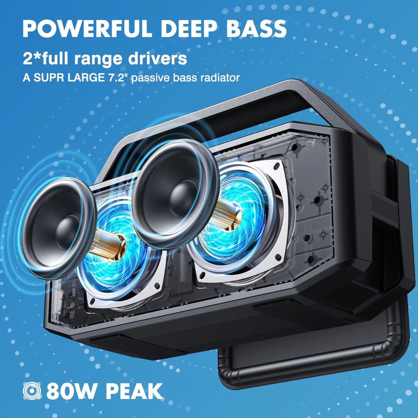 W-KING D9-1 100W Peak 60W RMS Deep Bass Bluetooth Speaker, IPX6 Portable Waterproof Loud Bluetooth Speakers Wireless with Subwoofer