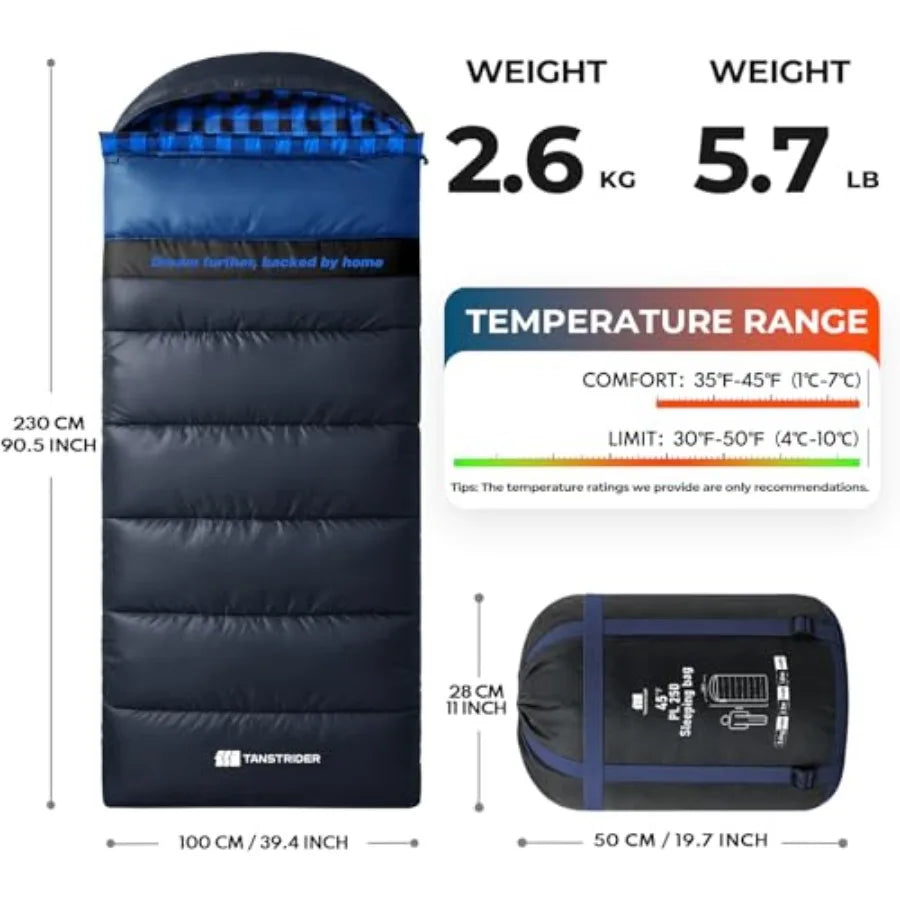 Cotton Flannel XXL Sleeping Bags for Adults Cold Weather Camping Sleeping Bag for Adults Teens with Compression SackCamping Gea