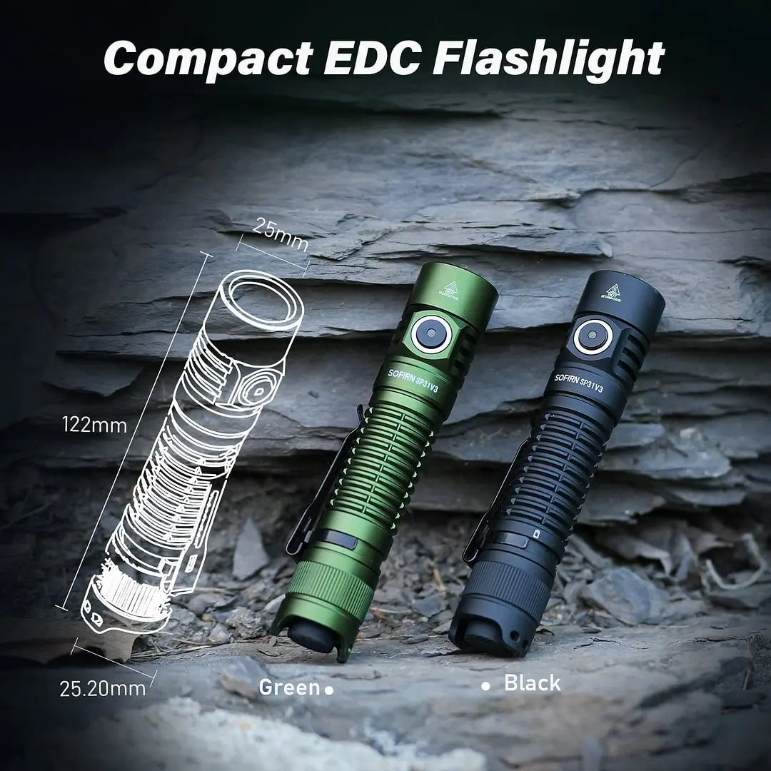 Powerful Tactical Flashlight SST40/519A 2000lm 18650 LED Torch USB C Rechargeable Light Lamp with Dual Switch