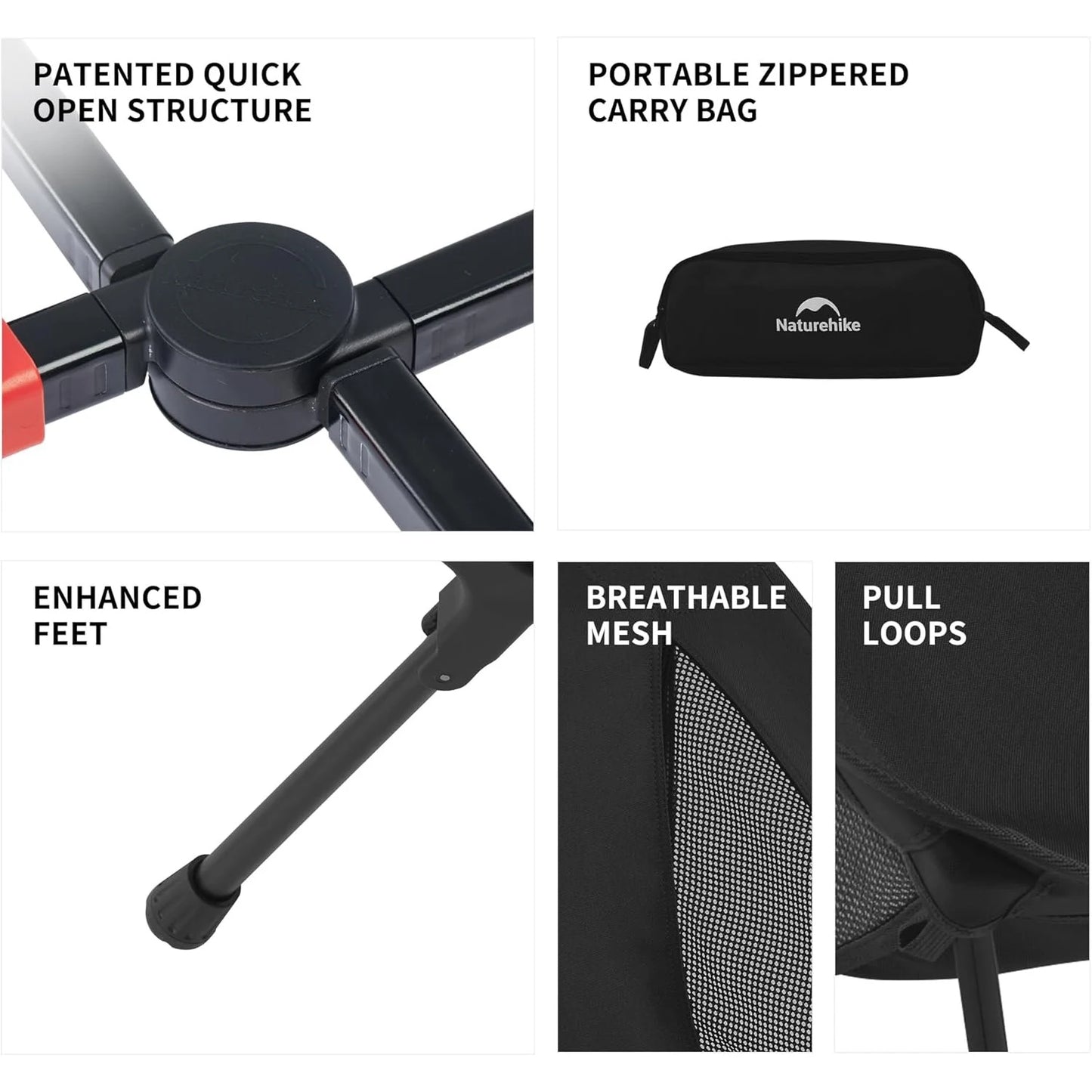 Ultralight Folding Camping Chair Aluminum Alloy Fishing Chair 200kg Load Portable Compact Backpacking Hiking Chair