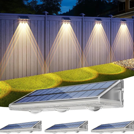 New Solar Fence Lamp - Outdoor - Waterproof Type - High-Brightness LED Fence Lamp - Solar-Powered, Suitable for Outdoor Backyards/Fence Posts/Steps/Terraces/Staircase Fences/Pool (4 Sets )