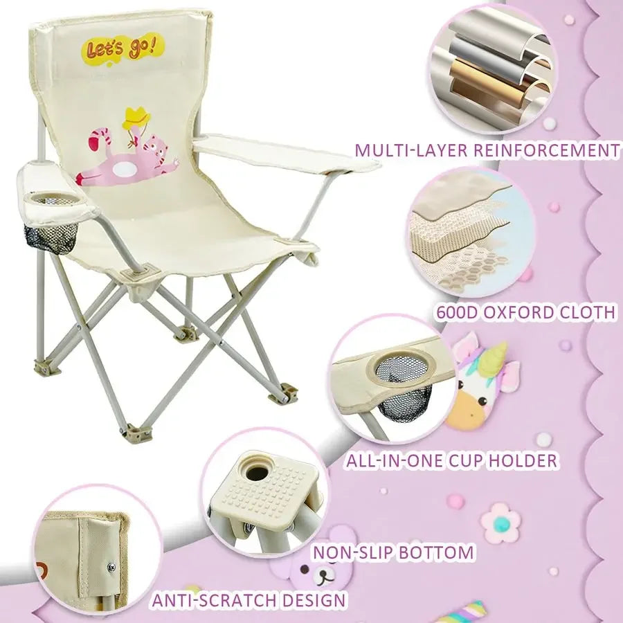 Pack Kids Camping Chair Kids Beach Chair with Umbrella Foldable Storage Cup Holder Durable, wearResistant, NonSlip, Lightweight