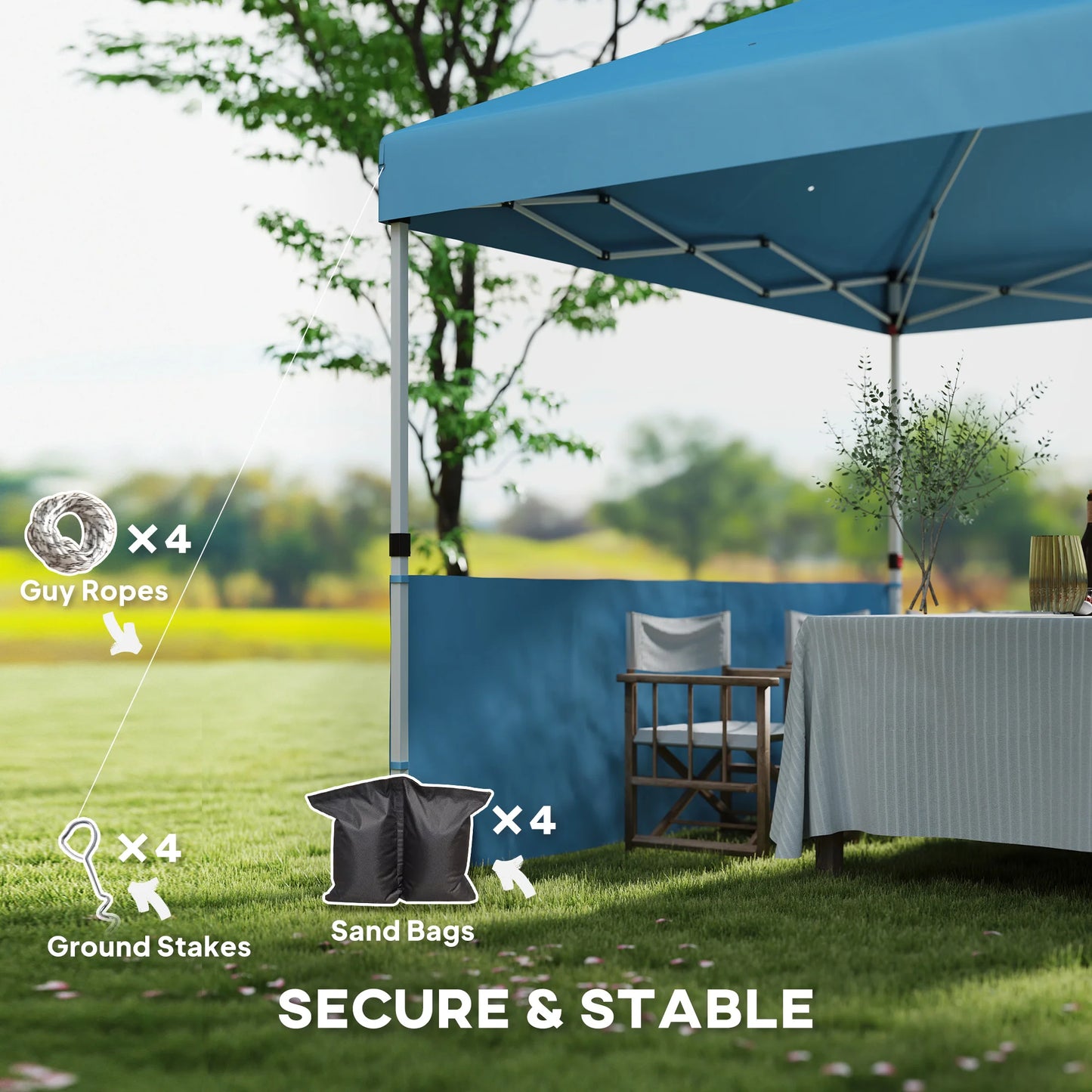 10' X 10' Pop up Canopy Tent with 2 Half Sidewalls, Sea Blue