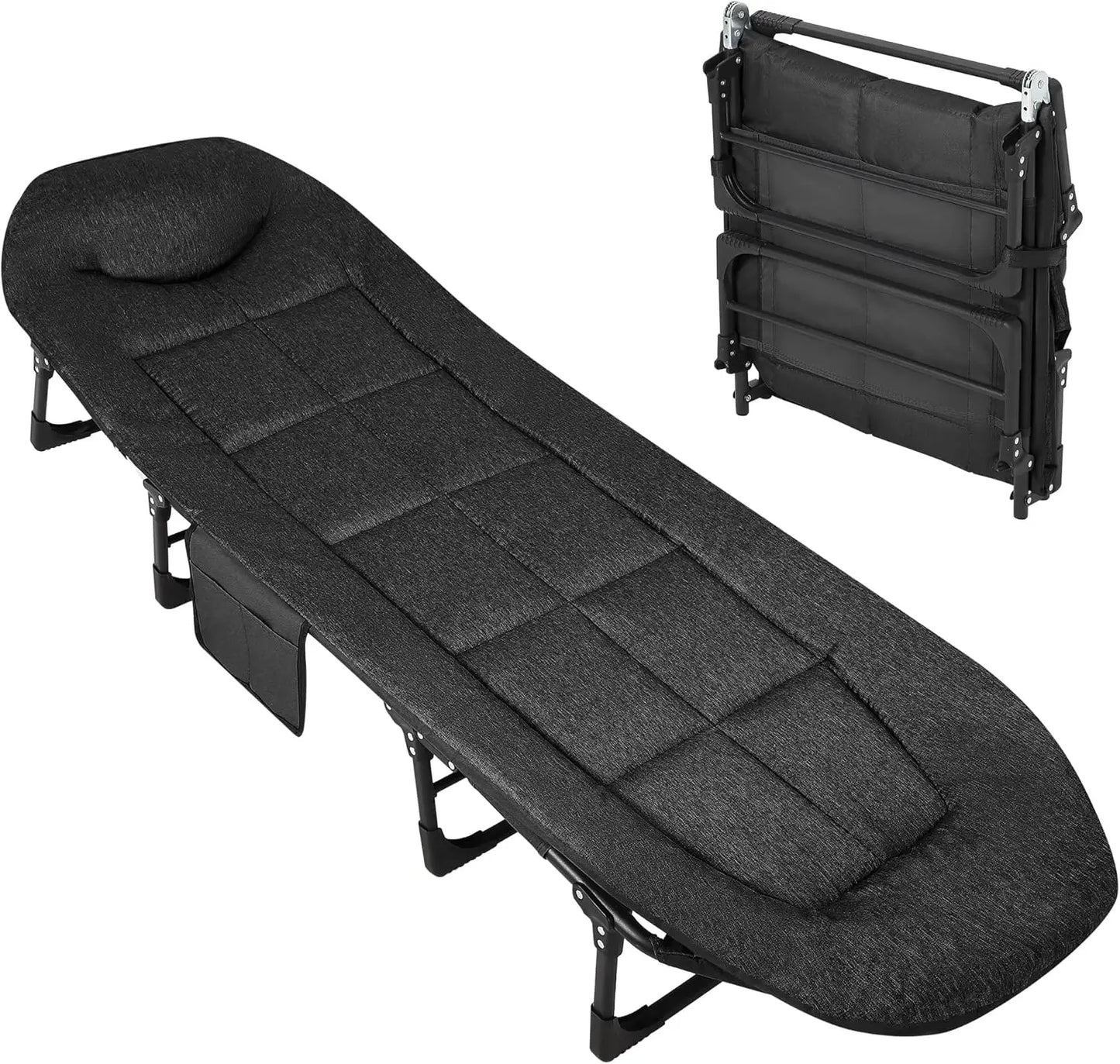 75'' Lightweight Camping Tent Cot with Cushion Pillow Portable Folding Bed for Sleeping Patio Beach Pool Indoor Outdoor Bedchair