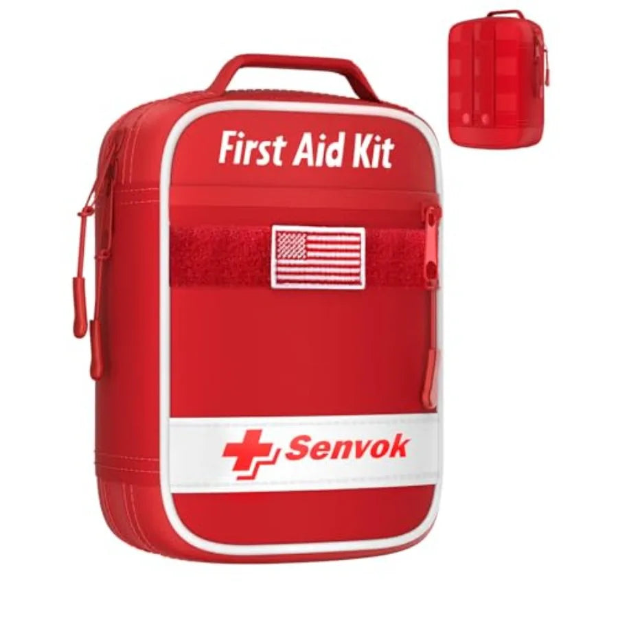 121 Pcs First Aid Kit for Car Home and Travel - Emergency Survival Kit with Zip Stitch Wound Closure and Molle Pack Pock