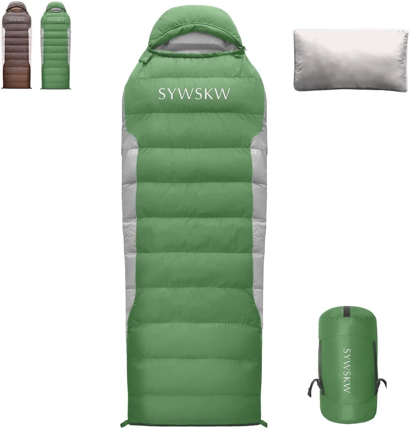 Down Sleeping Bag with Pillow, Ultralight 680FP Duck Down, 15°F/32°F/46°F 3-Temperature Rating for Backpacking Hiking Camping, Women Men Youth
