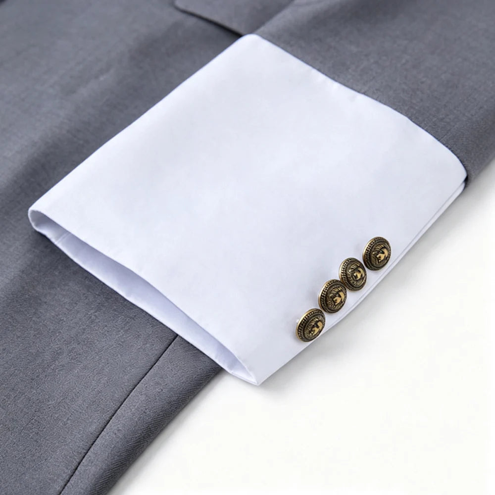 Men Tailcoat Suit 2 Pieces Double Breasted Brown Tuxedo White Contrast Lapel Cuff Groom Wedding Formal Evening Party Jacket Pants