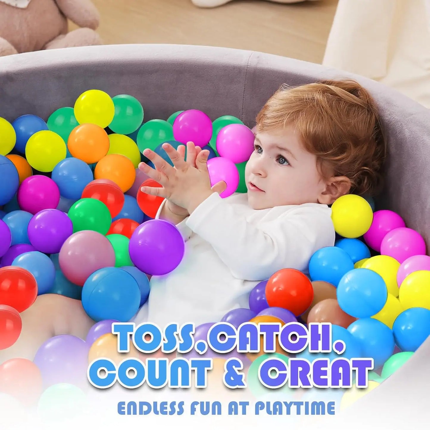 Ball Pit Balls 2000 Count for Kids, 2.2" BPA Free Non-Toxic Crush Proof Plastic Balls, 7 Bright Colors for Ball Pits, Playpen