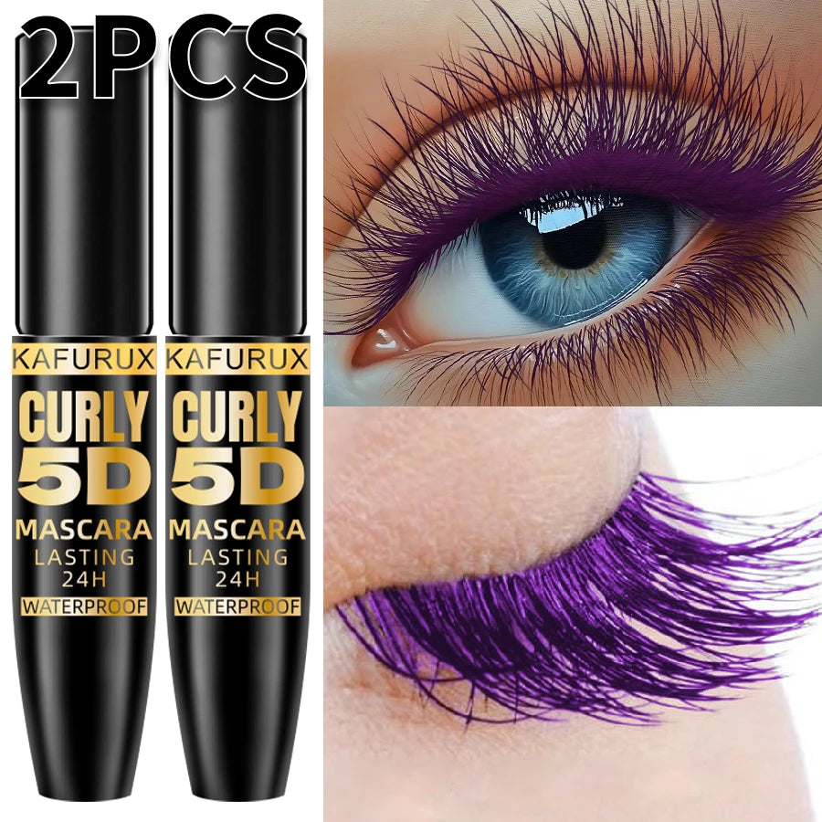 2pcs Colorful Slender Mascara Waterproof Fast Drying Curling Eyelashes Multi Color Lashes Makeup Long Lasting Blue Green Black White Cosmetic for Women Gifts
