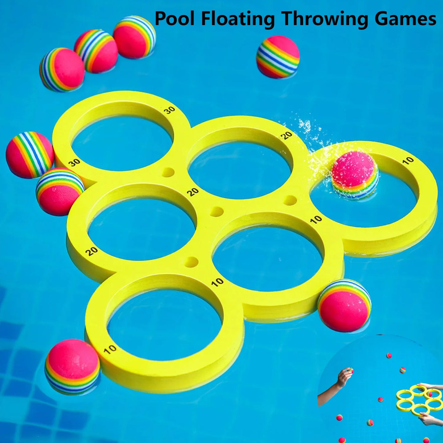 Pool Toys Games Set with 10 Balls Pool Floating Throwing Games Floating Pool Water Toys for Kids Adults Swimming Pool Water Game