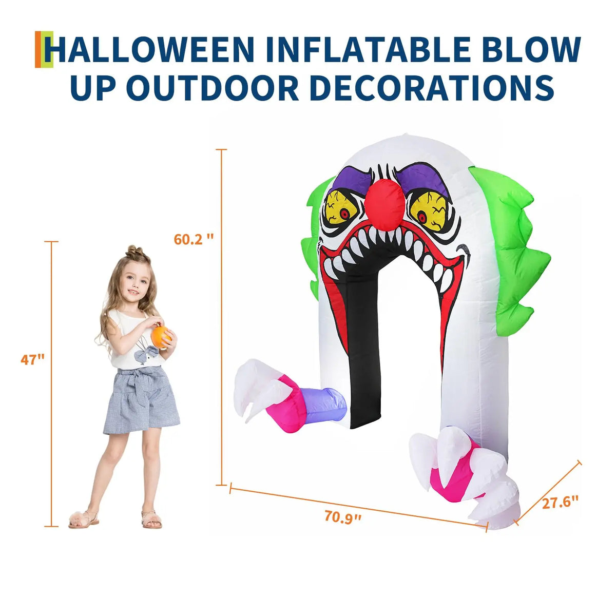 5ft Halloween Inflatable Clown Arch For Trunk Or Treat Car Decorations With Led Lights Built-In Blower Outdoor Yard Lawn Party