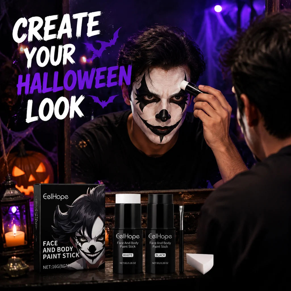 Halloween Face Paint Sticks Kit Vibrant Costume Makeup Set for Kids Adults Washable Cream-Based Face Paint Body Art Party Cosplay Gift Non-Toxic Safe