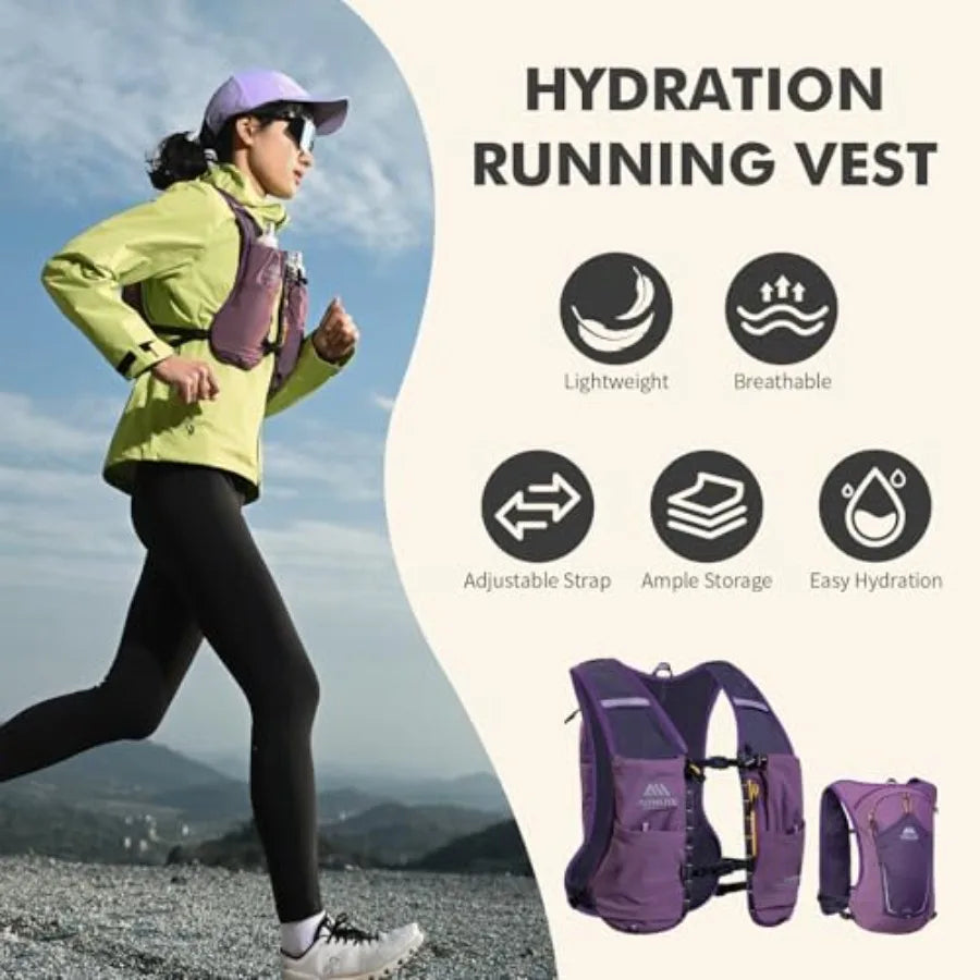 Running Hydration Vest for Men and Women 8L Hydration Backpack Multiple Pocket Designs for Water Bottles/Bladders Lightweight