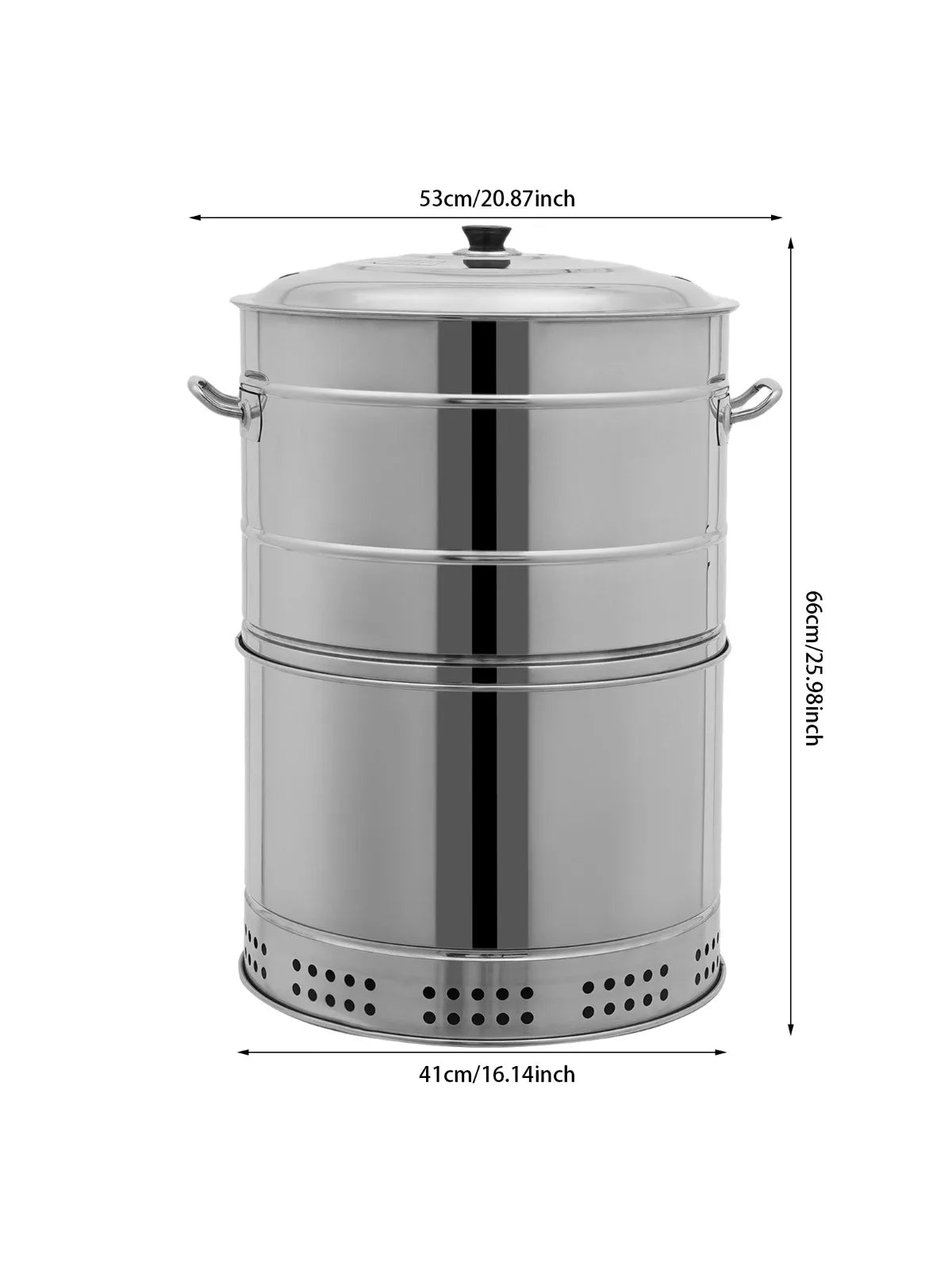 Large Stainless Steel Portable Smokeless Barbecue Charcoal Barrel Grill with Multiple Clips for Camping Picnics Backyard BBQs
