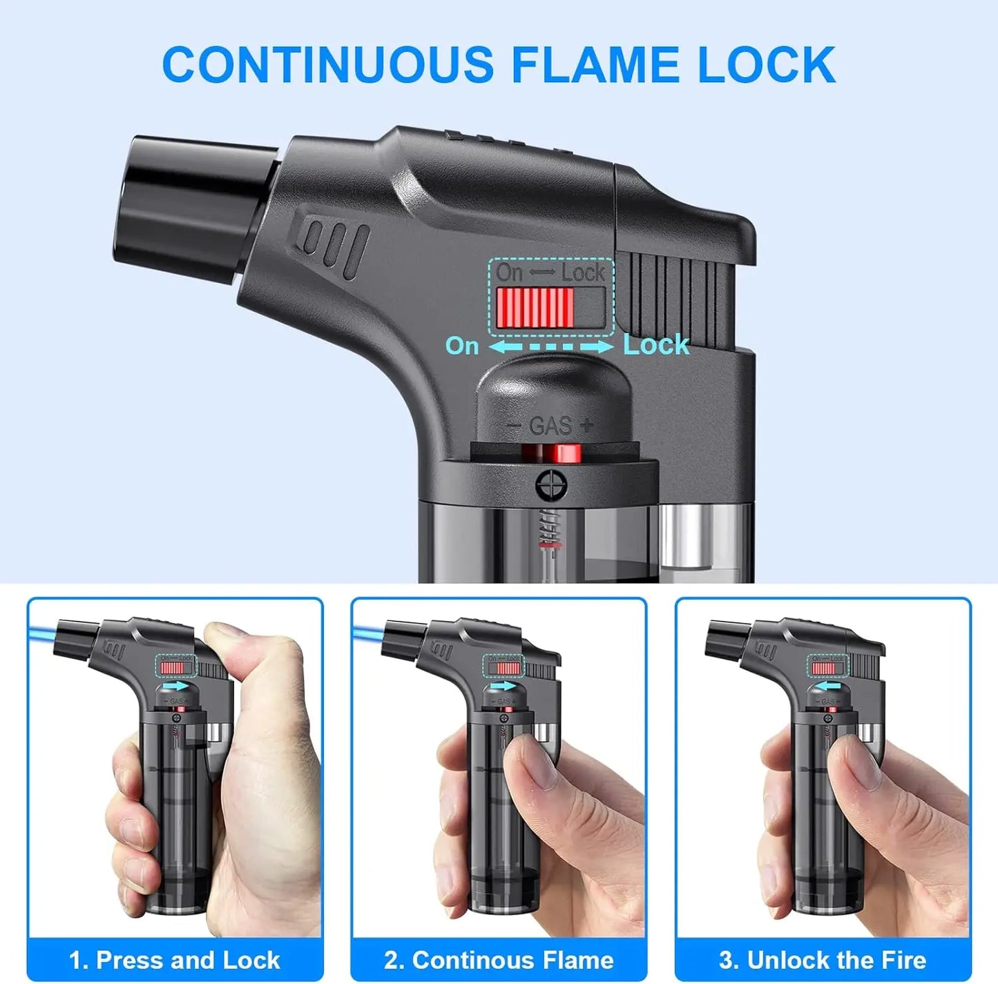 Windproof Refillable Torch Lighters, 4-Pack for Candles, Grills & Camping, Safe & Durable