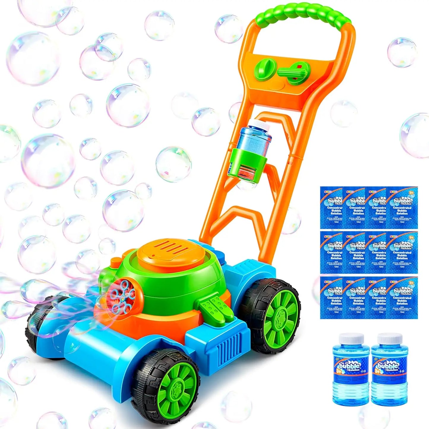 JOYFY Bubble Lawn Mower Bubble Machine Summer Outdoor Toys Pink Bubble Blower for Kids 3-6 Birthday Gifts