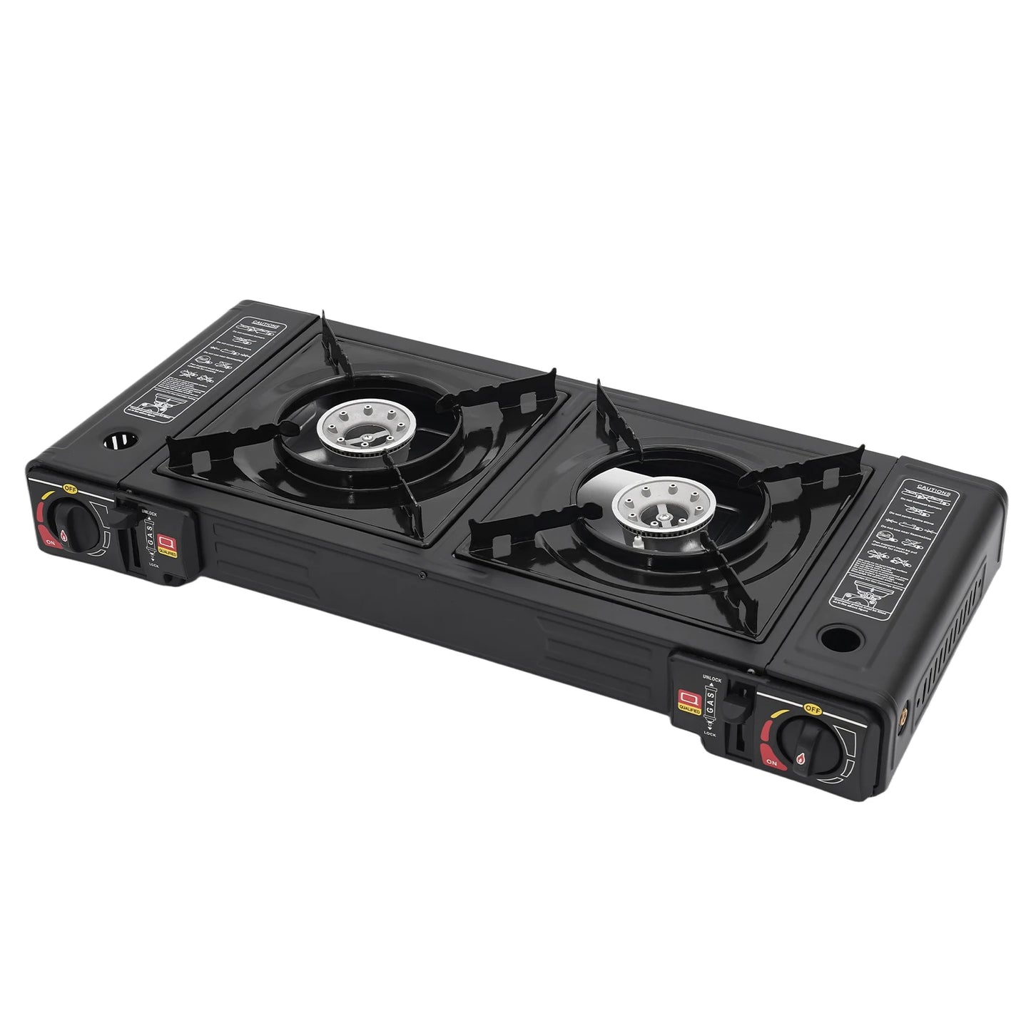 2 Burners Portable Gas Stove with Piezo Ignition and Carrying Case 2x2500W High Power LPG/Butane for Camping Picnics Parties