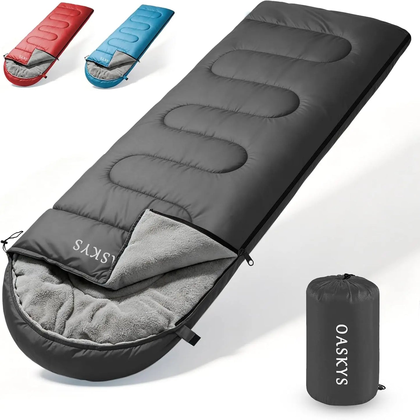 Lightweight Waterproof 3-Season Camping Sleeping Bag for Adults and Kids - Warm & Cool Weather Use for Spring, Summer, Fall - Outdoor Camping Gear, Traveling, and Adventures