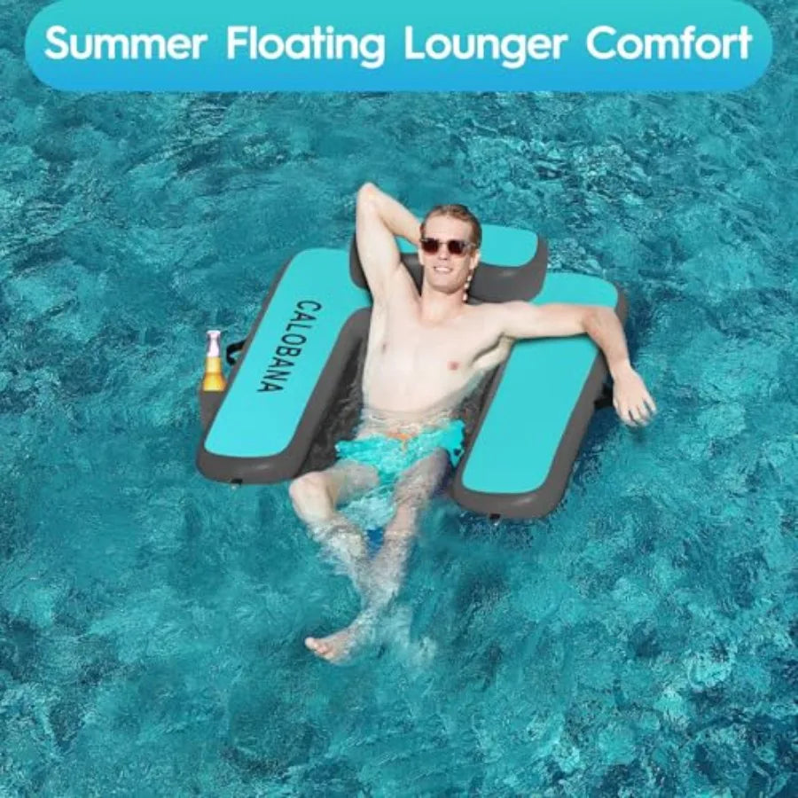 Heavy Duty Inflatable Floating Chair for Adults Portable Pool Float Lounger in Blue Durable and Comfortable for Swimming Pool L