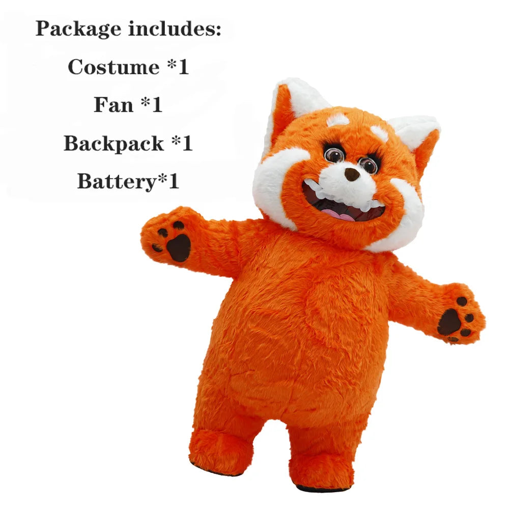 2.2M Orange Raccoon Inflatable Costume Mascot Adult Character Cosplay Animal Birthday Party Set with Battery