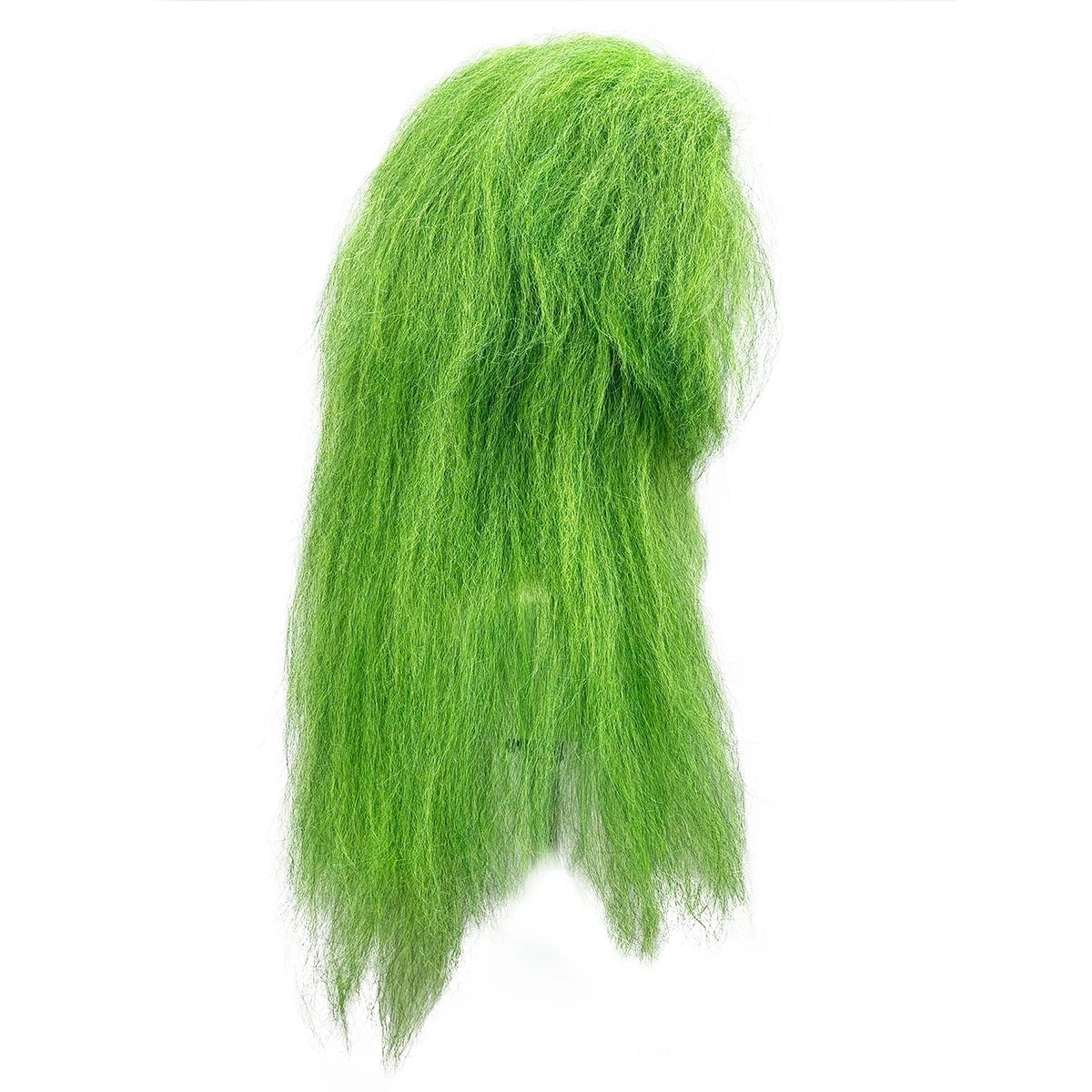 Bright Green Premium Synthetic Fiber Long Curly Wig Fluffy Messy Frizzy Voluminous Big Curls No Bangs Center Part Heat Resistant Adjustable Cap for Women Girls Cosplay Party Halloween Costume Role Play Stage Show Photo Shoot
