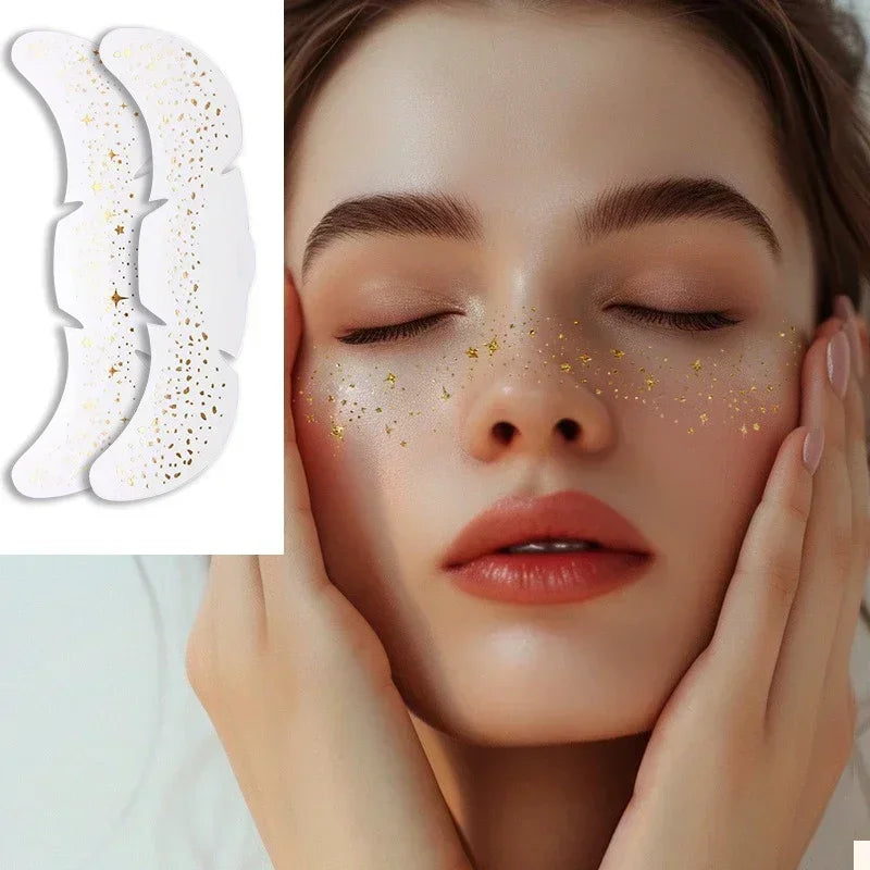 6 Sheets Hot Stamping Freckles Makeup Patches Glitter Gold Fake Freckles Temporary Tattoo Stickers for Dance Music Party Makeup