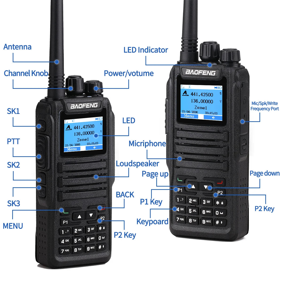 BAOFENG DM-1701 DMR Digital Walkie Talkie Open GD77 Dual Mode Analog Tier 1+2 Dual Time Slot Digital Call VHF UHF Two Way Radio
