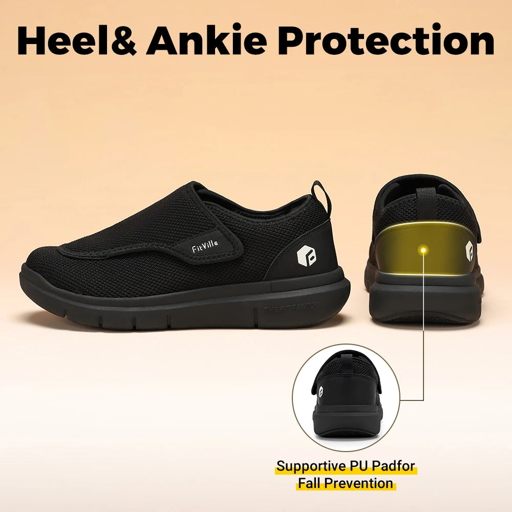 Fittington Diabetic Shoes For Men Extra Wide Slip-on Loafers Swollen Feet Adjustable Walking Shoes For Elderly Foot Pain Relief