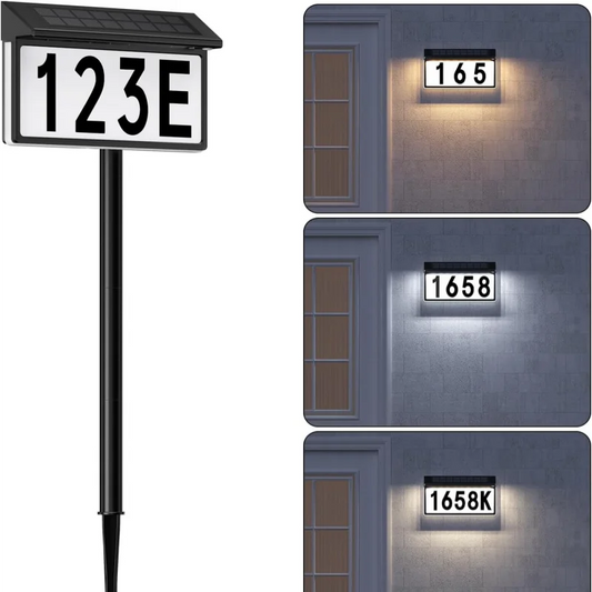 Solar-Powered Digital Door Number Light, Decorative Led House Number Light, Guide Light, Recessed Installation - for Houses, Villa Indicator Light, Solar-Powered Suitable for Villas, Lawns, Parks, Gift Light