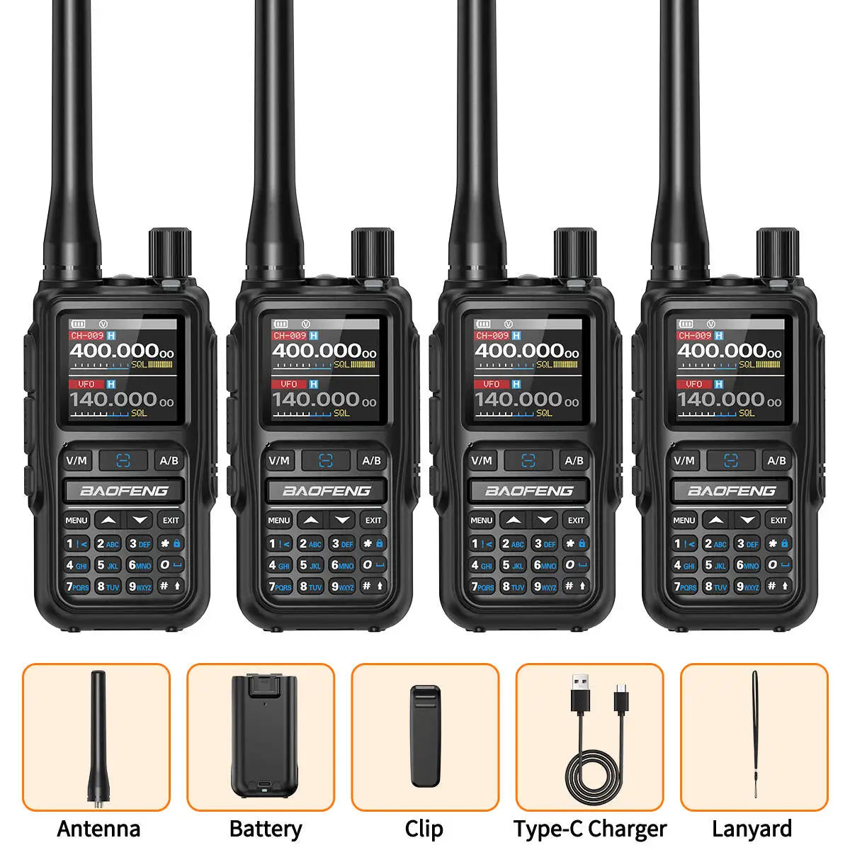 4PACK BAOFENG UV-5R MINI Walkie Talkie Bluetooth Programming Ham Two Way Radio Handheld Long Range Type-C Dual PTT Multi Band