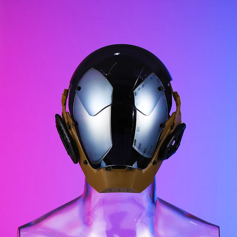 Silver Cyberpunk Mask Cosplay Helmet for Night City Festival, Sci-Fi Party Costume Accessory, DJ Rave Face Shield Gift for Adults