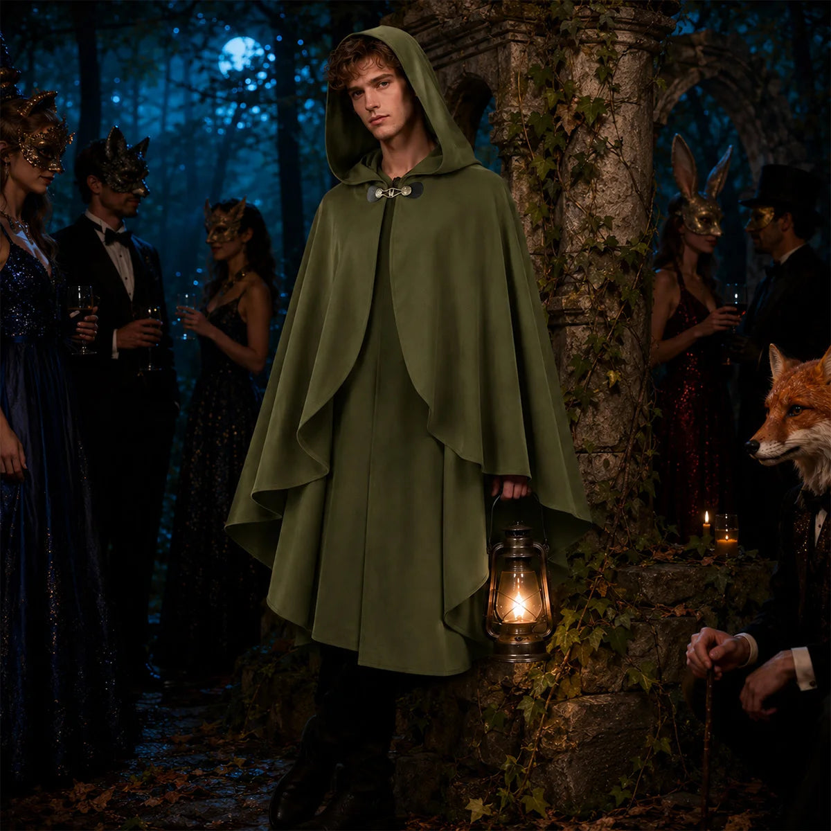 Renaissance Hooded Cape Vintage Cloak Medieval Cloak with Hood Halloween Medieval Cosplay Cloak