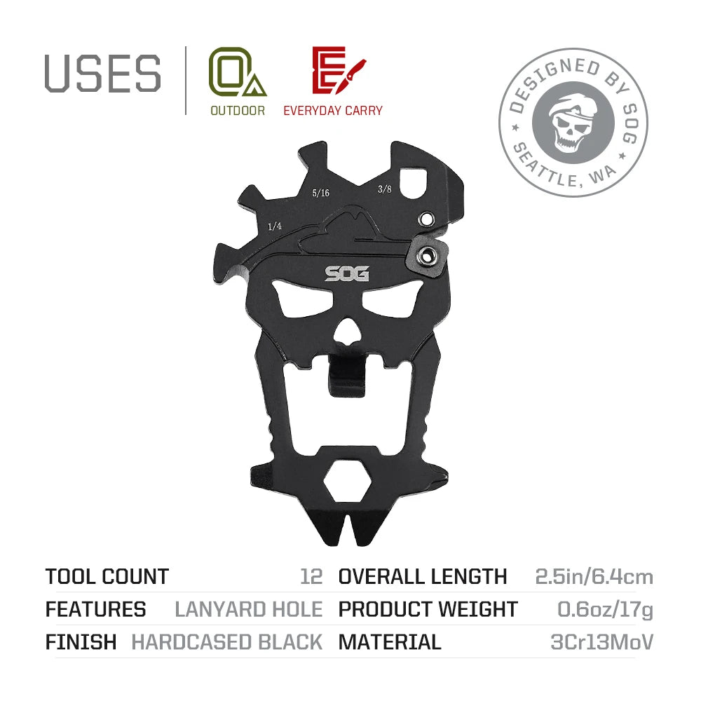 SOG 12 in 1 MACV EDC Multi-tool Stainless Steel Keychain Pocket Gadget Portable Mini Multifunctional Tools with Bottle Opener Screwdriver Wrench Cutter For Cycling Camping Outdoor DIY Household Emergency Repair Men / Women Gi