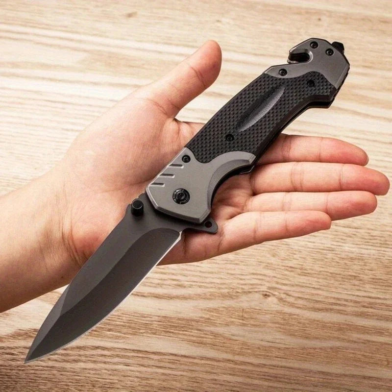 Portable Folding Knife - High-Hardness Stainless Steel Tanto Point Blade, Lightweight Ergonomic EDC Tool for Camping, Hiking
