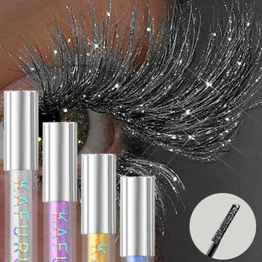 4pcs Diamond Mascara Shining Sweet Proof Glitter Eyelashes Quick Dry Lasting Curling Thick Waterproof Mascara Shimmer Blue Pink White Yellow Eye Makeup Eye Cosmetics for Women Gifts