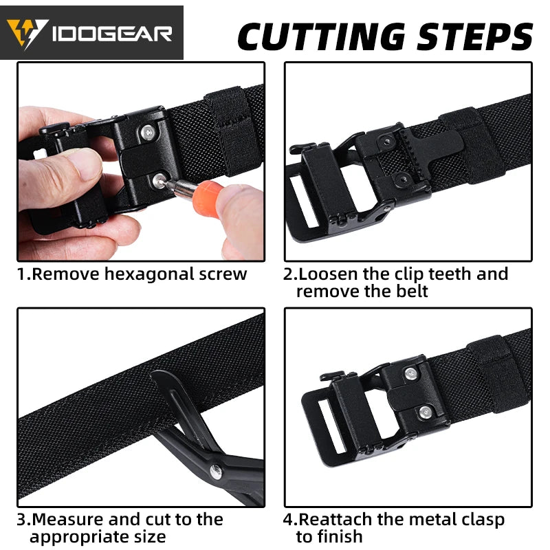 IDOGEAR Tactical 1.5" Belt Metal Buckle Adjustable IPSC USPSA IDPA Belt Rigid Heavy Duty Sturdy Ratchet Nylon Belt 3434
