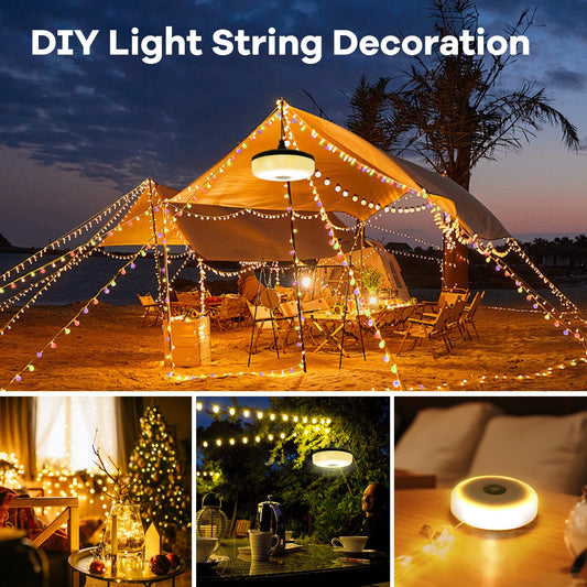 Camping Light 10m String Lights Outdoor Waterproof RGB Atmosphere Light Tent Light Strip Camping Lamp Recyclable LED Night Light