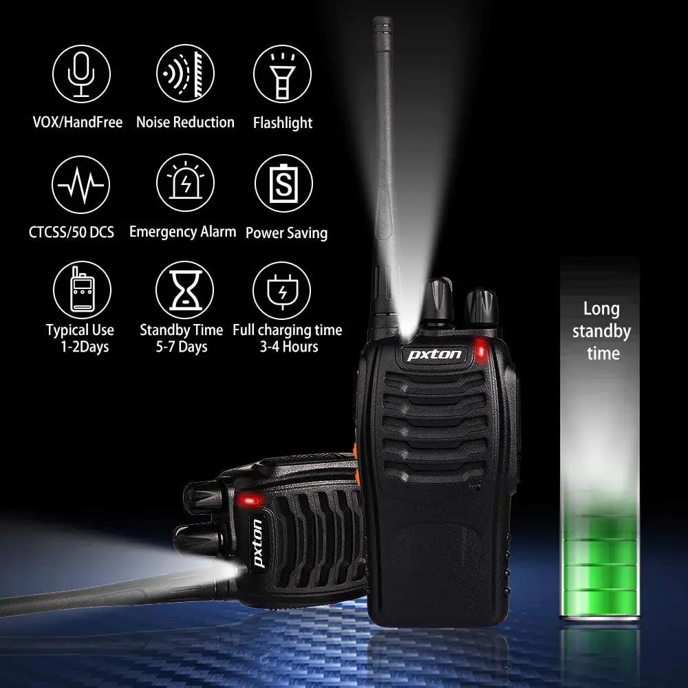 Long Range Walkie Talkies for Adults with Headphones, 16 Channel Rechargeable Handheld Two-Way Radio with Flashlight (6 Pack)
