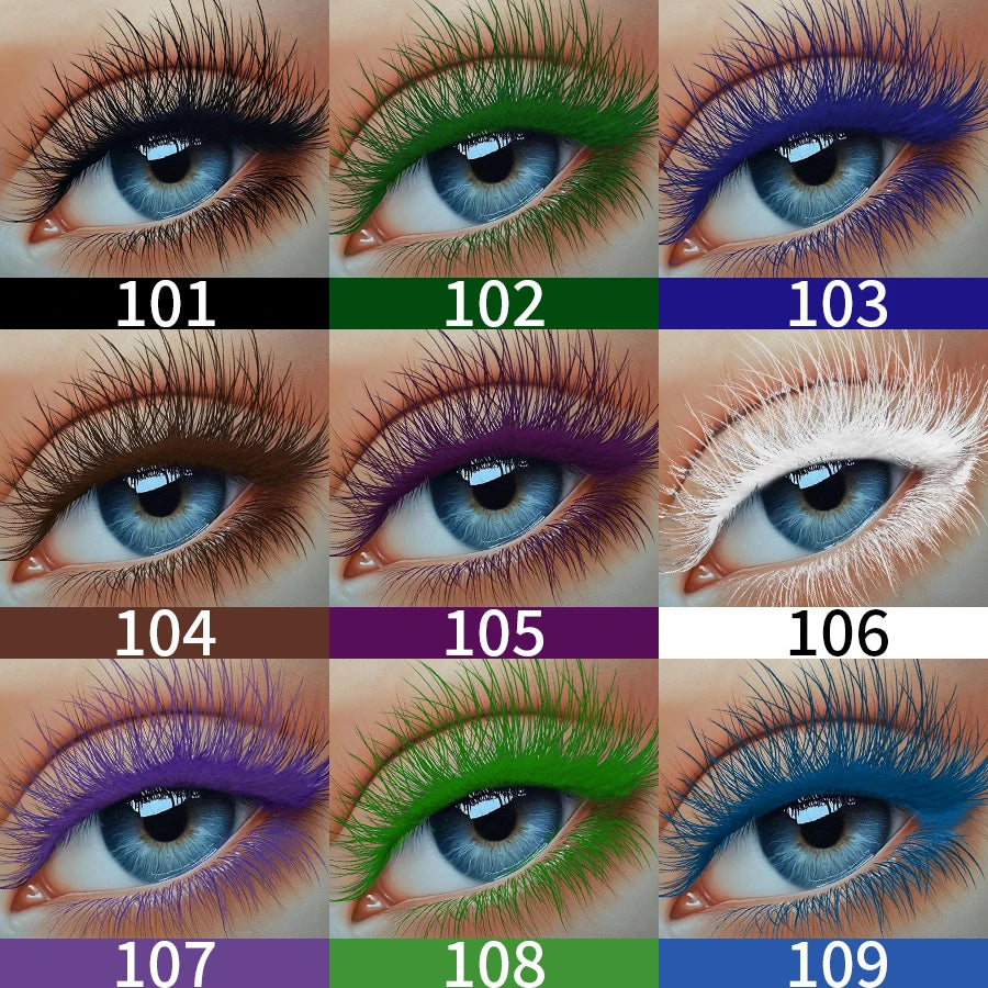 2pcs Colorful Slender Mascara Waterproof Fast Drying Curling Eyelashes Multi Color Lashes Makeup Long Lasting Blue Green Black White Cosmetic for Women Gifts