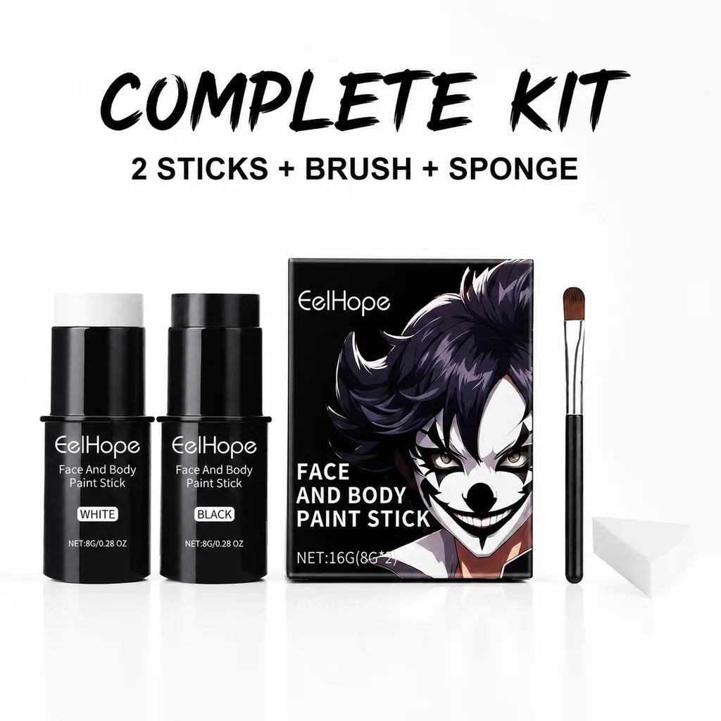 Halloween Face Paint Sticks Kit Vibrant Costume Makeup Set for Kids Adults Washable Cream-Based Face Paint Body Art Party Cosplay Gift Non-Toxic Safe