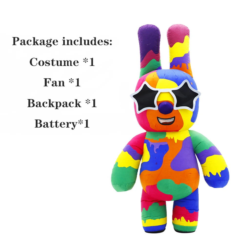 Colorful Rabbit Inflatable Clothing Mascot Parade Adult Character Cosplay Birthday Opening Ceremony Party Event Plush Set