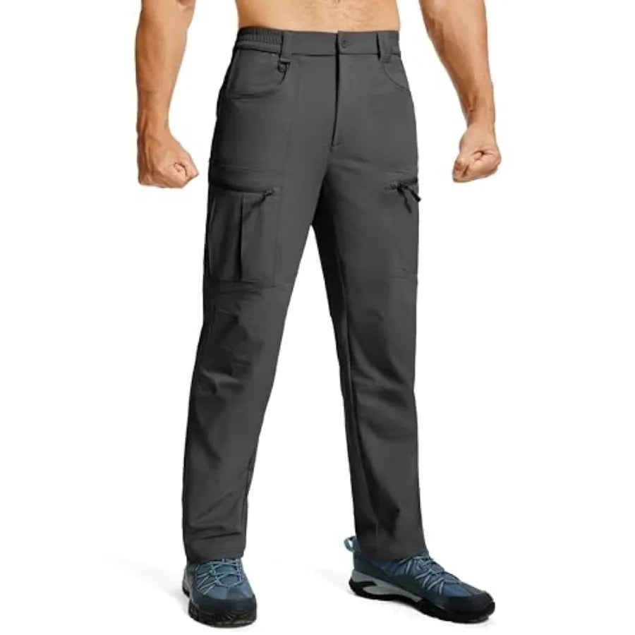 Men's Hiking Pants Lightweight Waterproof Nylon Cargo Work Pants Quick Dry Stretch Travel Fishing Pants 6 Pockets