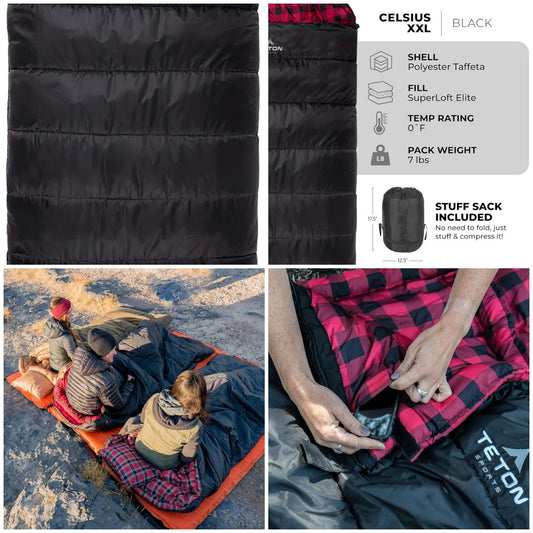 Teton Celsius XXL Sleeping Bag, Cold Weather Sleeping Bags for Adults and Kids, Camping Made Easy and