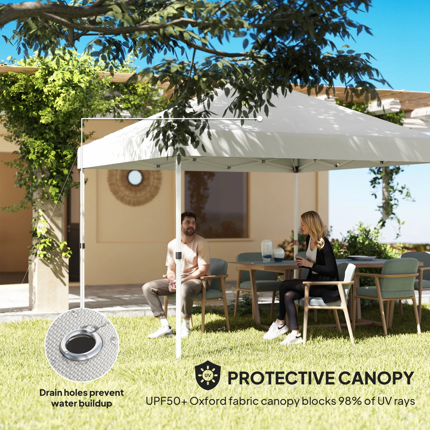 10' X 10' Pop up Canopy Tent with 2 Half Sidewalls, White