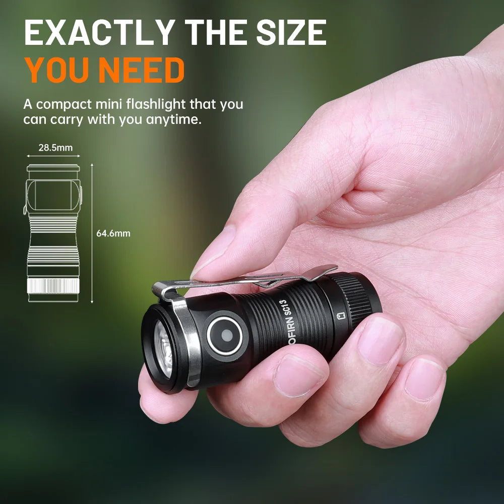 LED 1300lm Tactical 18350 Rechargeable Flashlight 6000K Keychain Emergency Torch Led Light with Magnetic