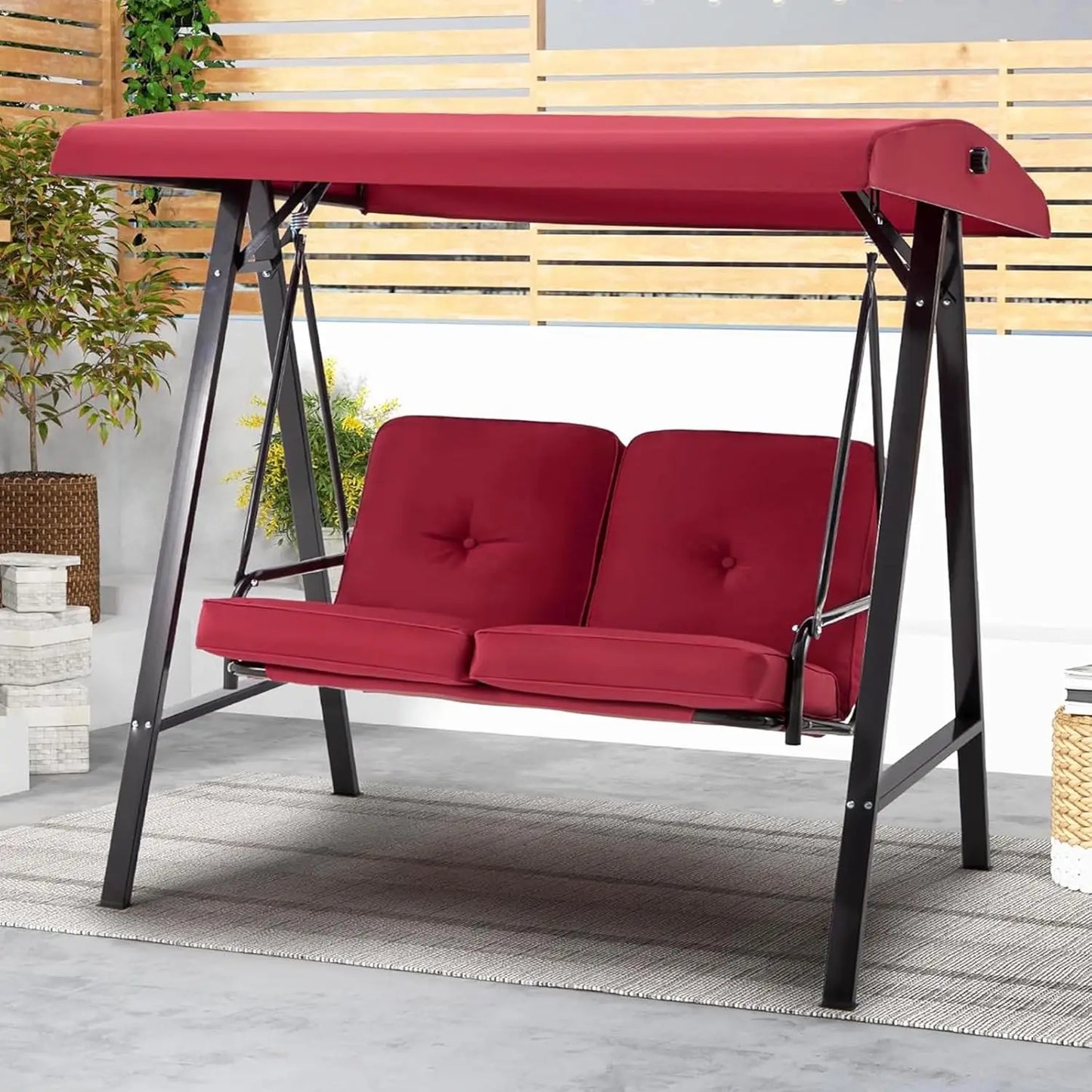 Outdoor Patio Swing Chair for Adults, 2-Seat Porch Swings with Adjustable Canopy, Outside Swing Bench with, Customized